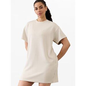 Athleta M Seasoft Rib Tee Dress Bone Medium Regular